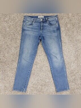 AMO Denim Kate Truth or Dare Slim Straight Cropped Jeans Womens 29